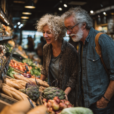 Літня жінка з здоровими продуктами